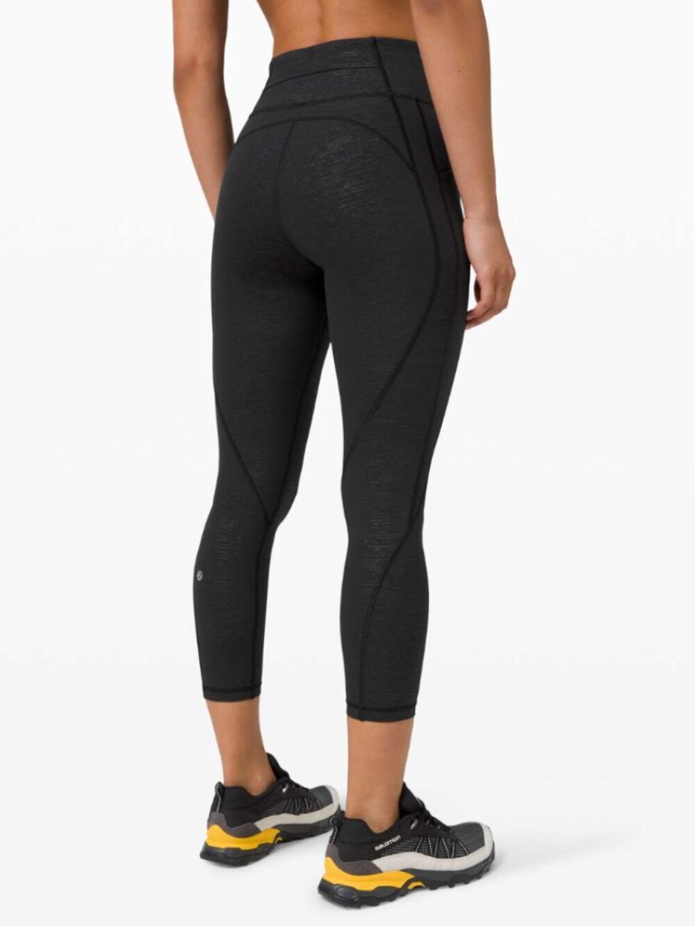 Lululemon Time to Sweat Crop 23" Code Emboss Black Athletic Leggings 6